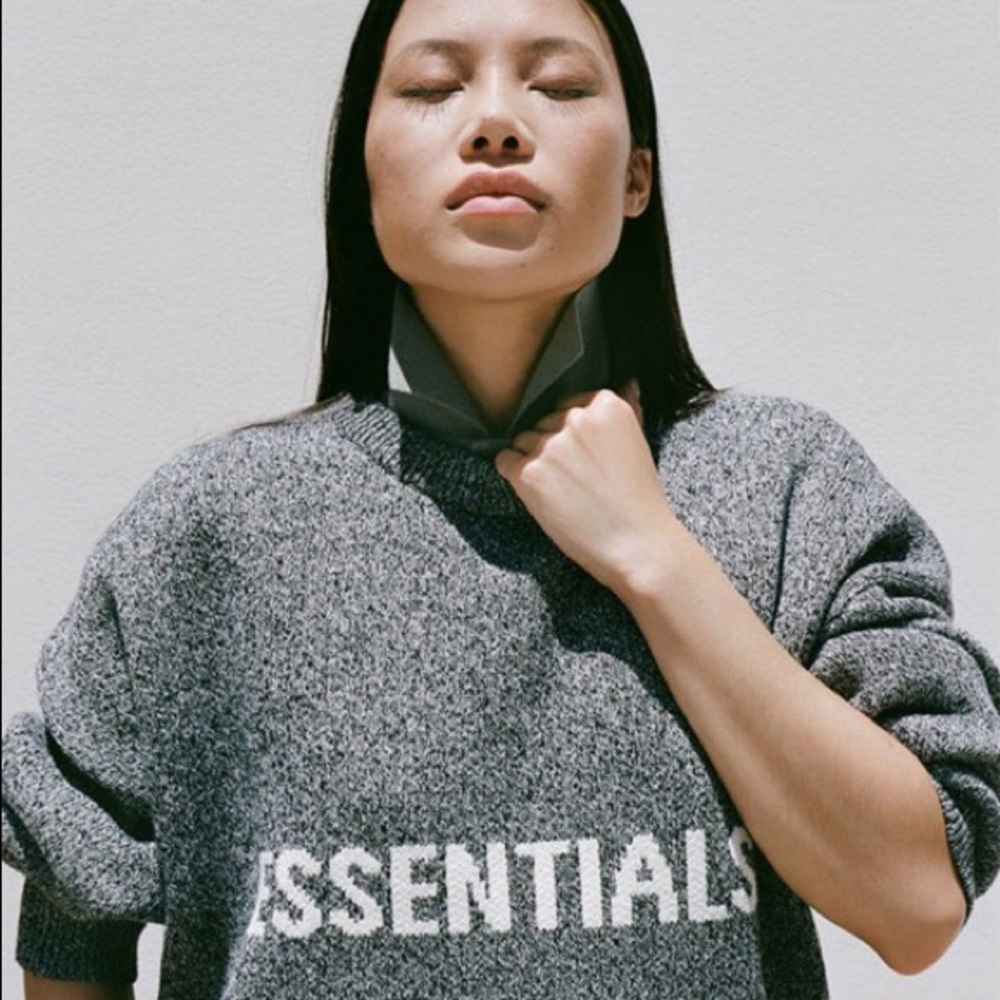 Fear Of God Essentials Heather Gray Knit Sweater